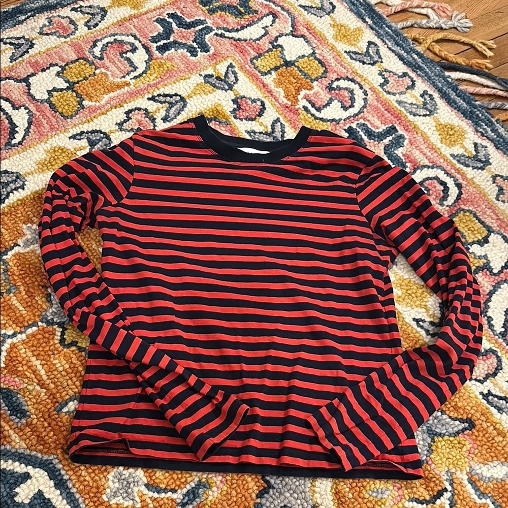 EUC La Ligne navy and red‎ striped long sleeve top- made in Portugal  SZ XS